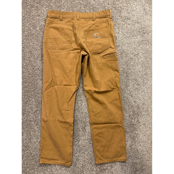 Carhartt Pants Mens 36x32 Brown Rugged Flex Relaxed Fit Canvas Work Trousers - Picture 2 of 10